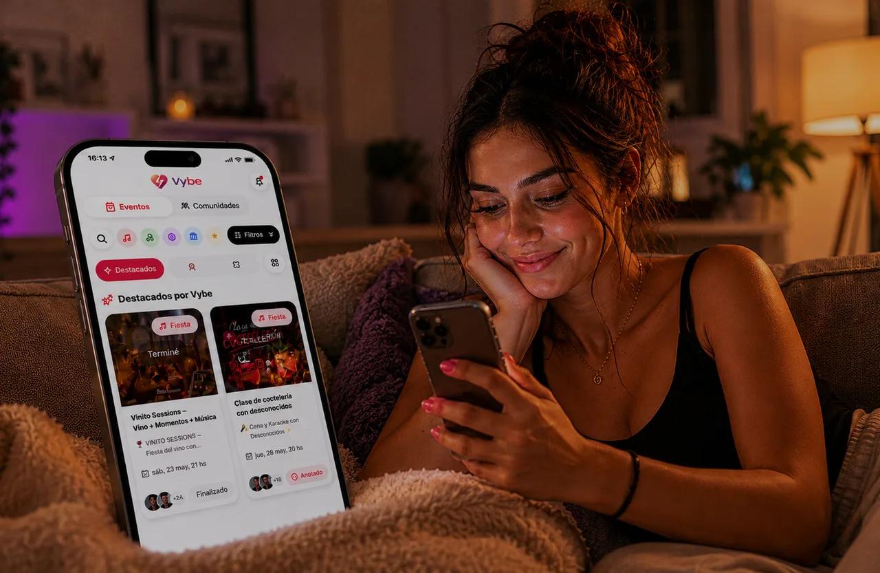 Una persona eligiendo eventos en su teléfono